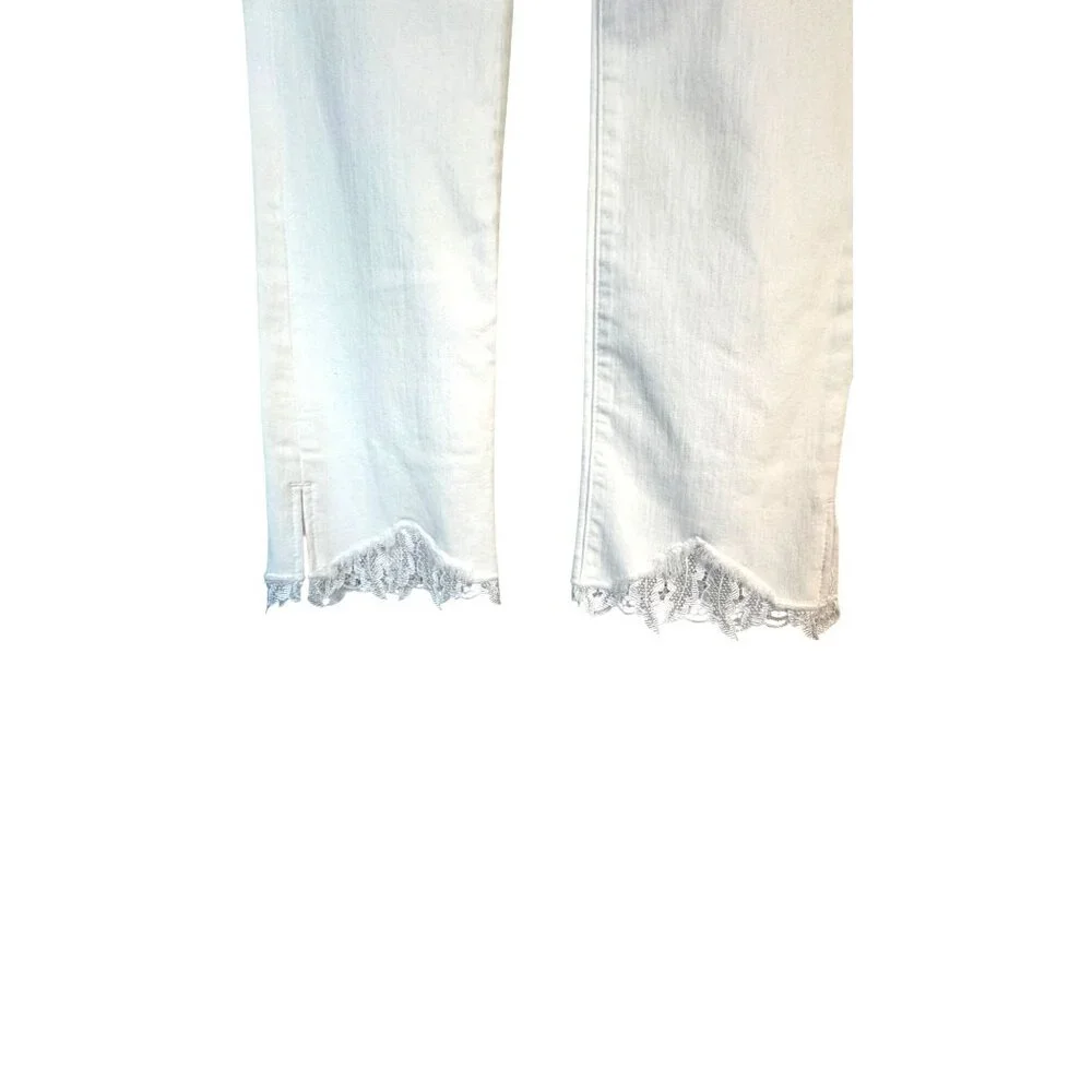 J Brand Selena Size 24 White Cropped Jeans With Lace Hem - Picture 13 of 16